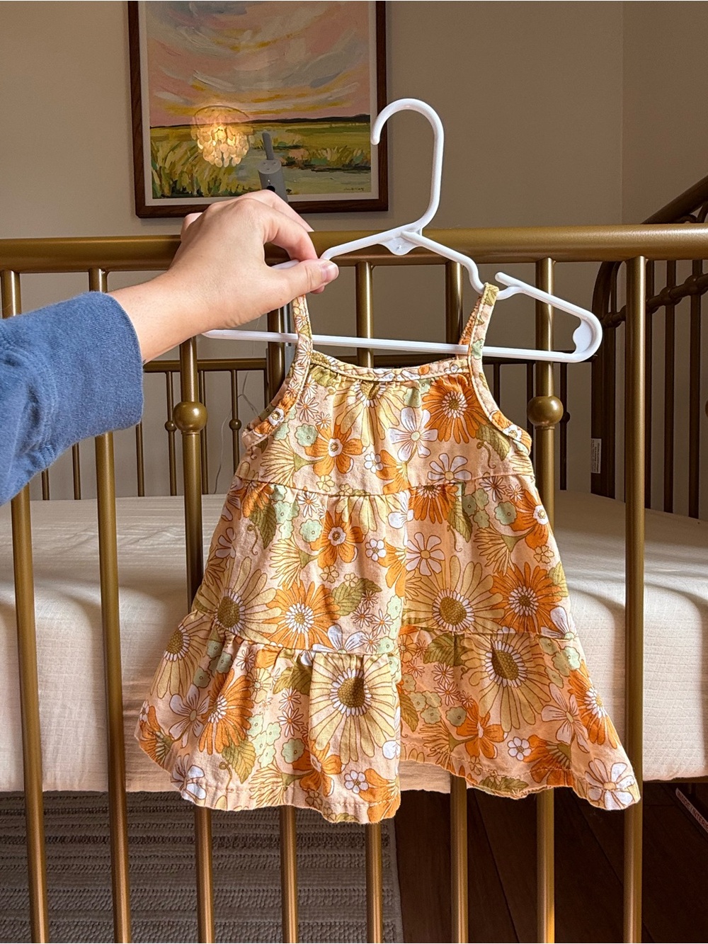 Girls Floral Tiered Sundress - Orange Floral